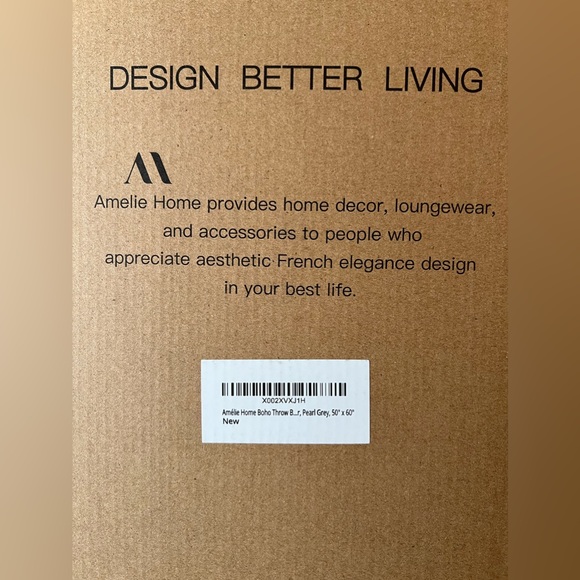 Amélie Home Boho, Handmade Colorful Striped Blanket, 50x60, Pearl Grey - NWT - Picture 8 of 8